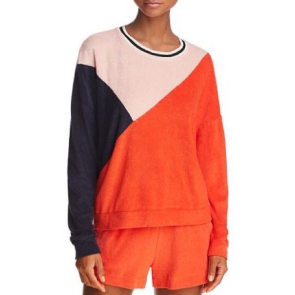 Splendid x Margherita long sleeve Colorblock‎ pullover terry sweatshirt